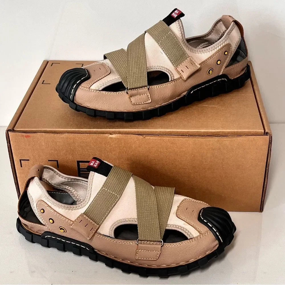 Dacomfy Mens Closed Toe Leather Sandals